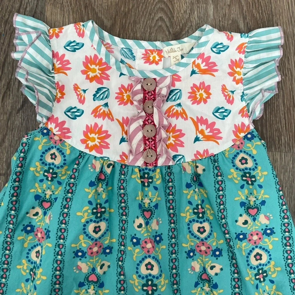 Matilda Jane Girls Tunic Top Size 6 Floral Mixed Print cottagecorekids - Picture 3 of 5